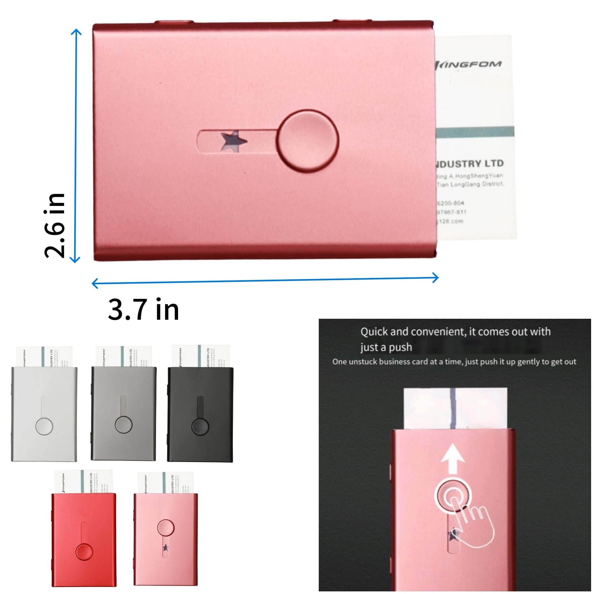 Portable Push Release Metal Business Card Holder