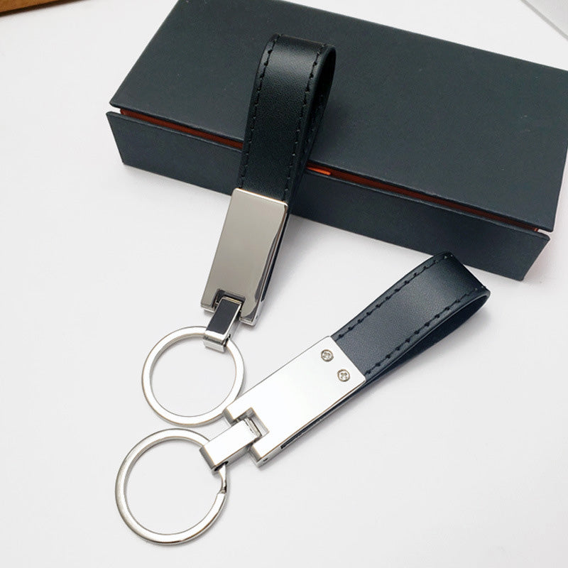 Leather Metal Car Keychain Key Ring Pendant