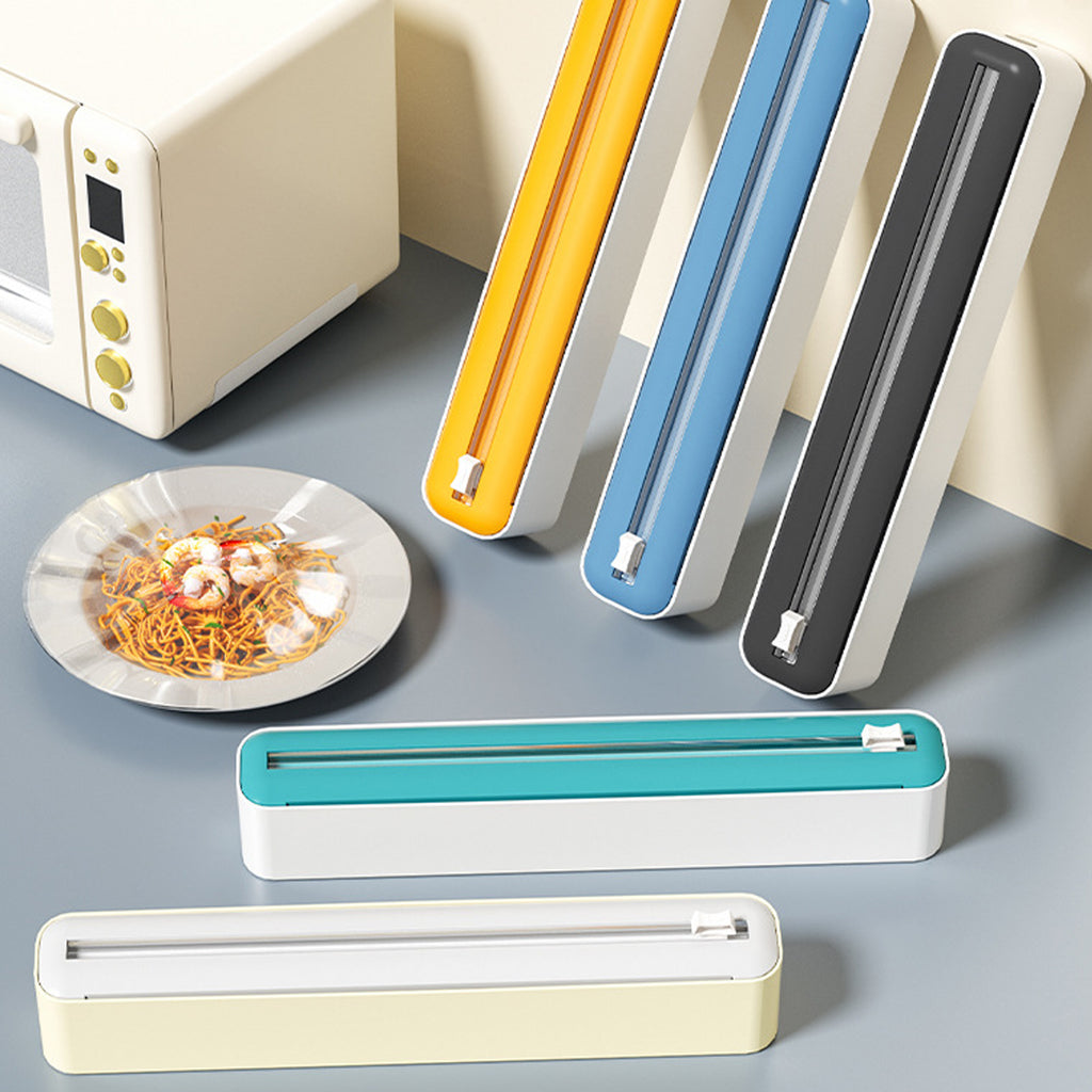 Refillable Magnetic Plastic Wrap Dispenser With Cutter