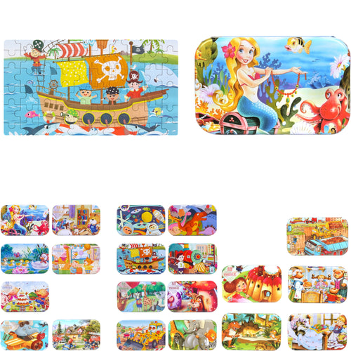 60-Piece Comic-Themed Puzzle In An Iron Box