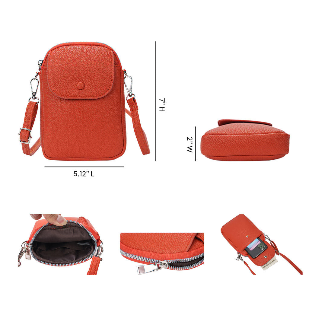 Litchi Textured Flap Crossbody Bag