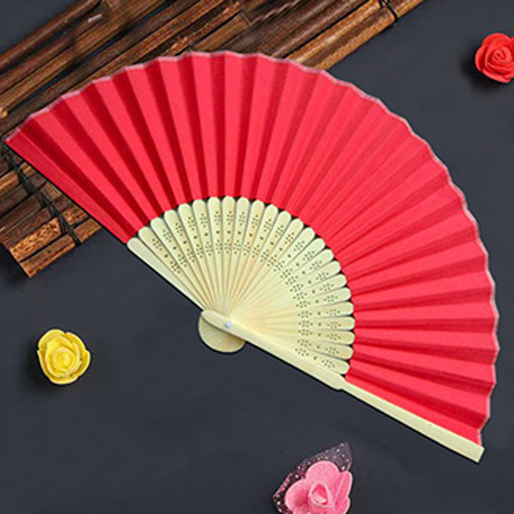 Custom Paper Folding Fan with Bamboo Handle