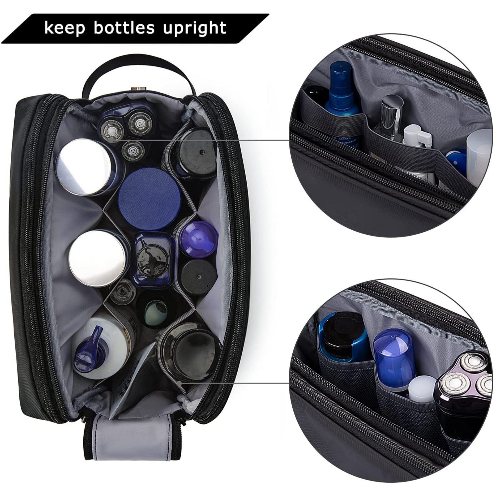 Large Capacity Multi Compartment Travel Toiletry Bag for Business Trips