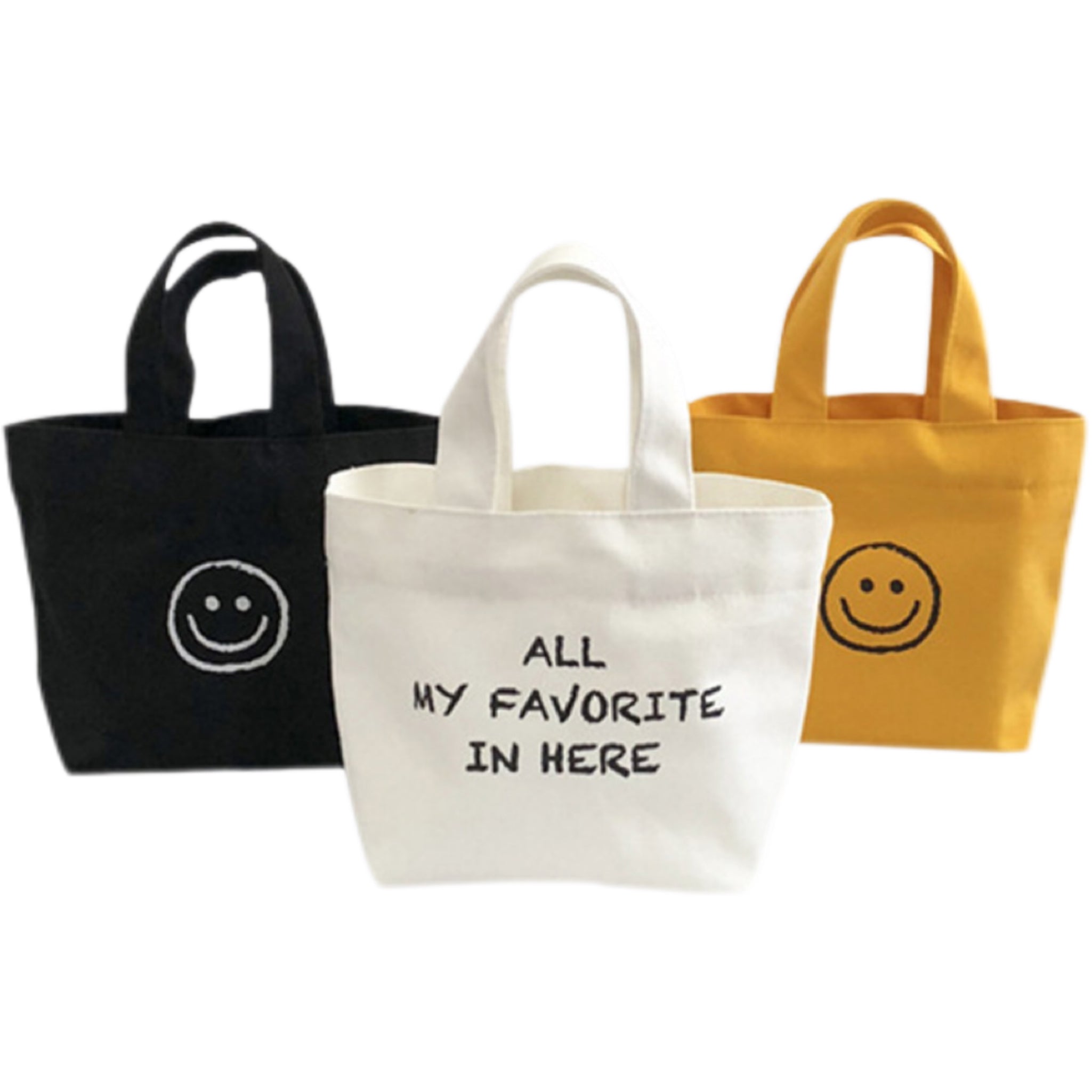 Custom Smiley Face Canvas Tote Bag