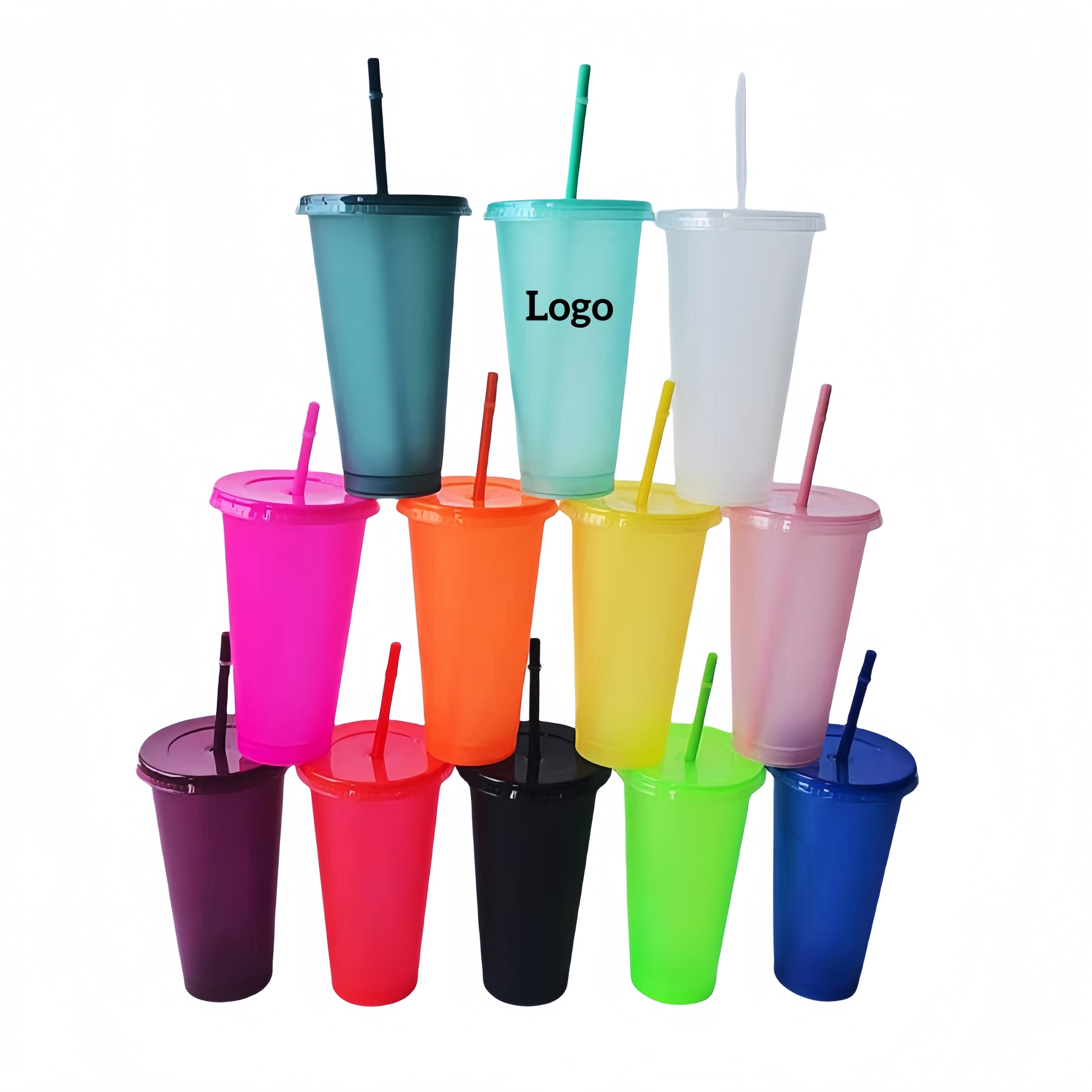 Straw And Lid Plastic Water Cup
