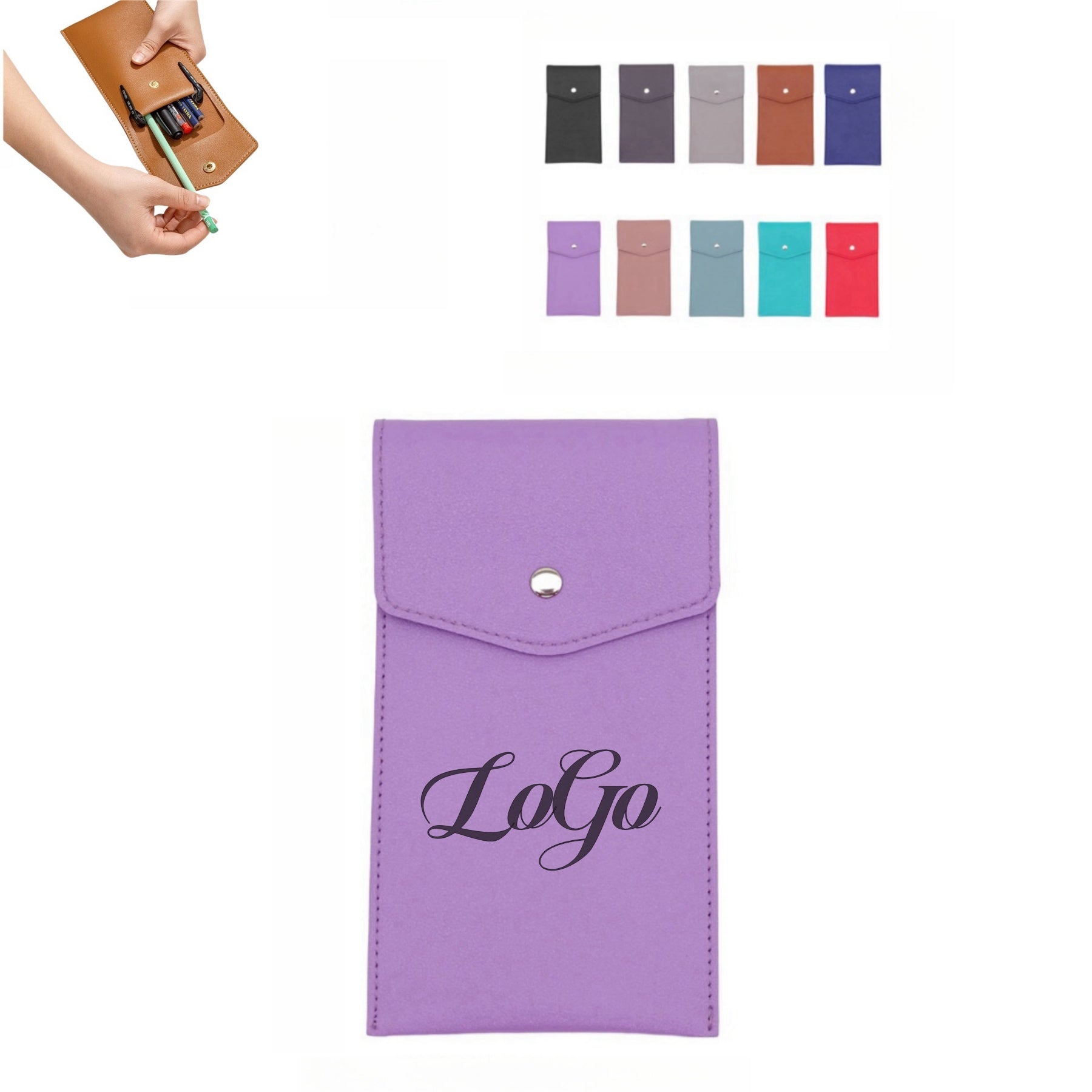 Simple PU Leather Stationery Bag