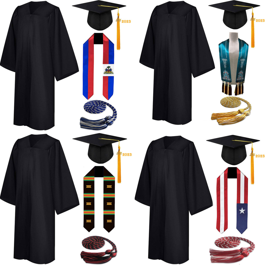 Matte Graduation Gown Cap Tassel Set
