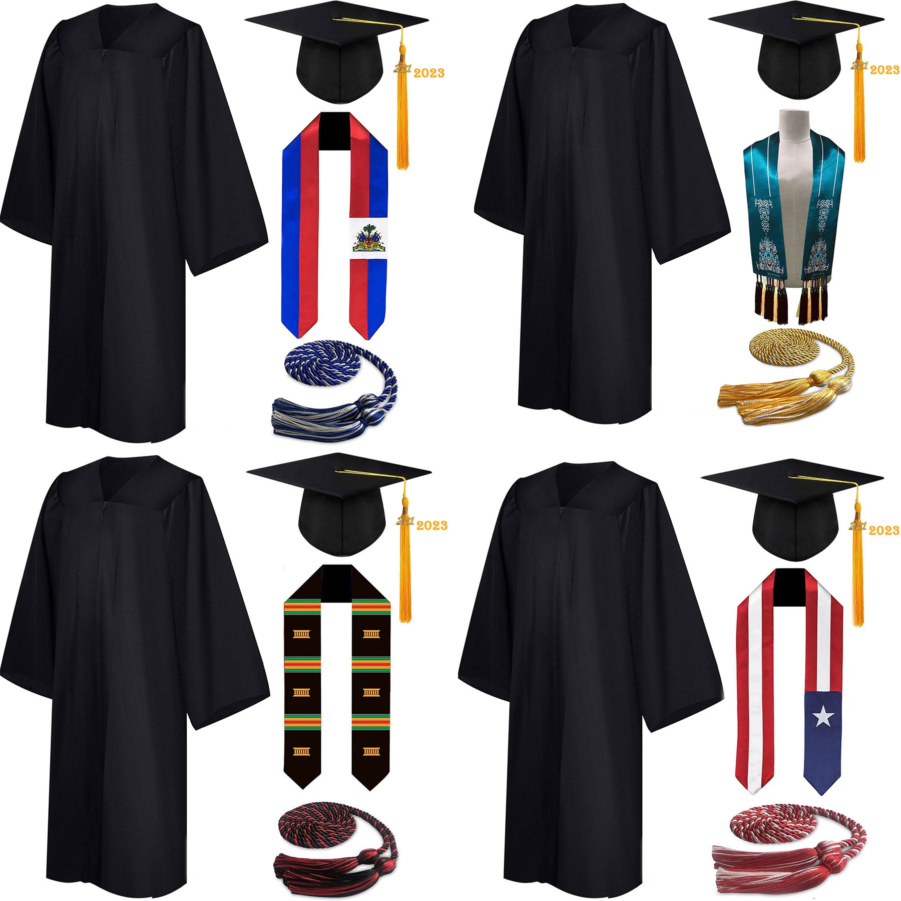 Matte Graduation Gown Cap Tassel Set