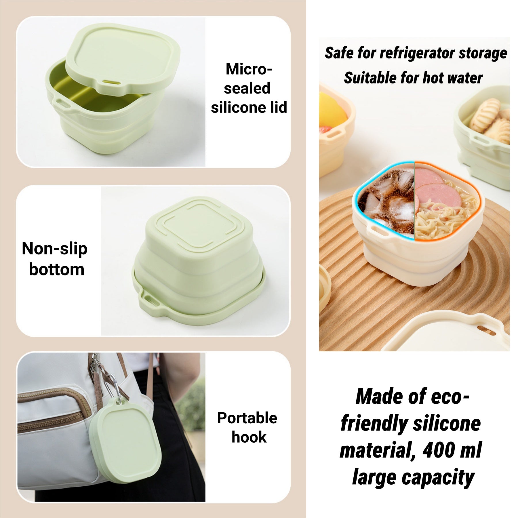 Food-Grade Silicone Foldable Bowl