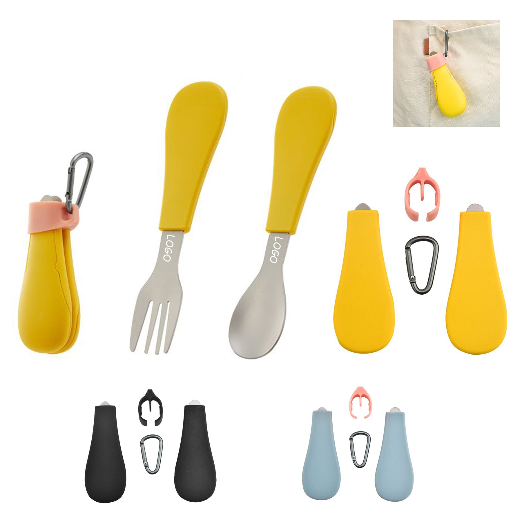 Folding Spoon And Fork Set With Keychain