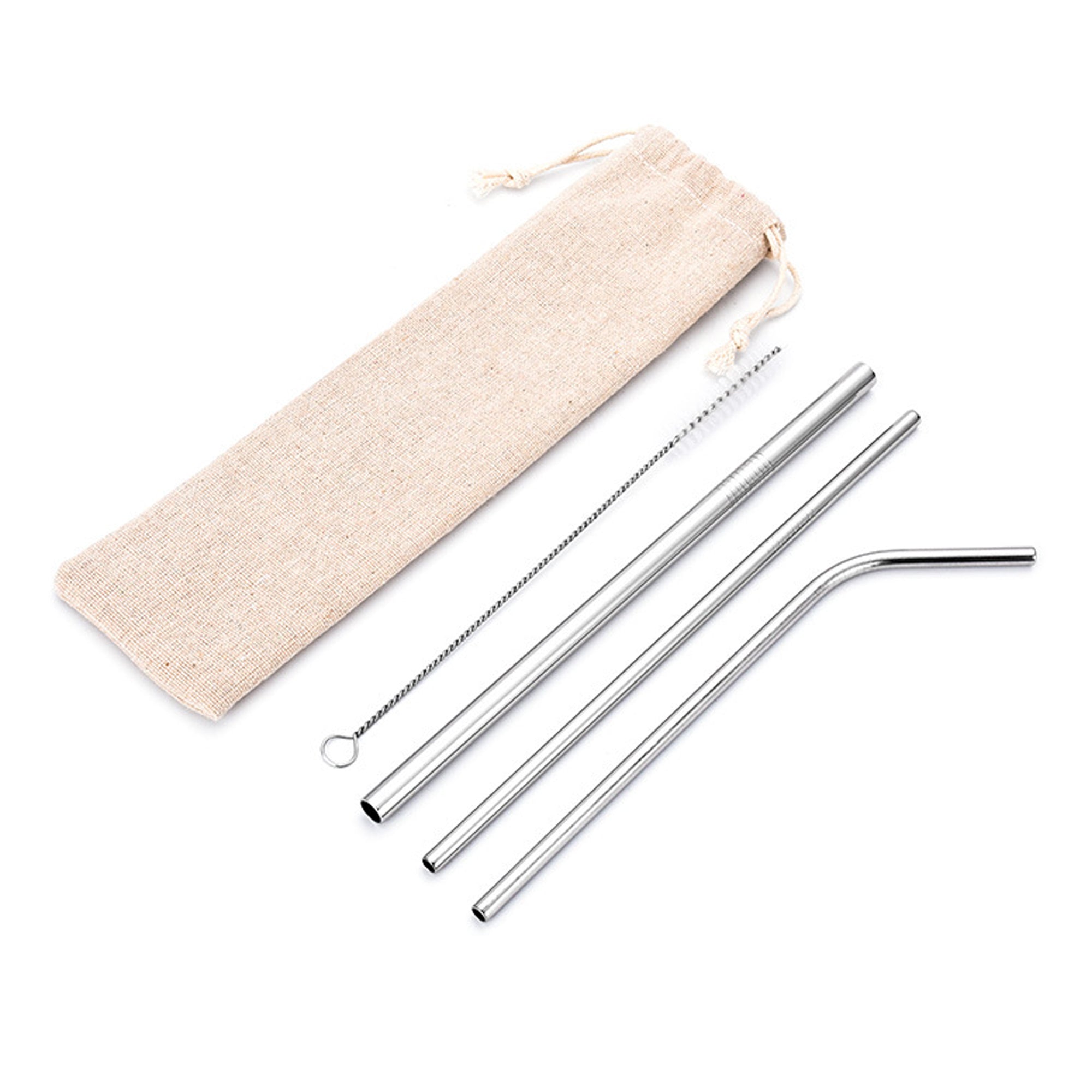 Stainless Steel Bent Reusable Straws Set