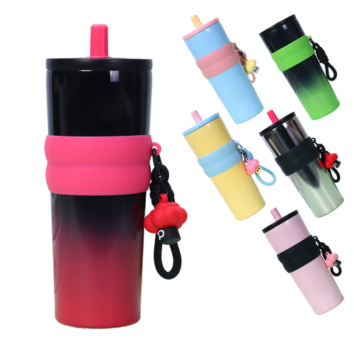 24oz Portable Thermos Cup With Straw