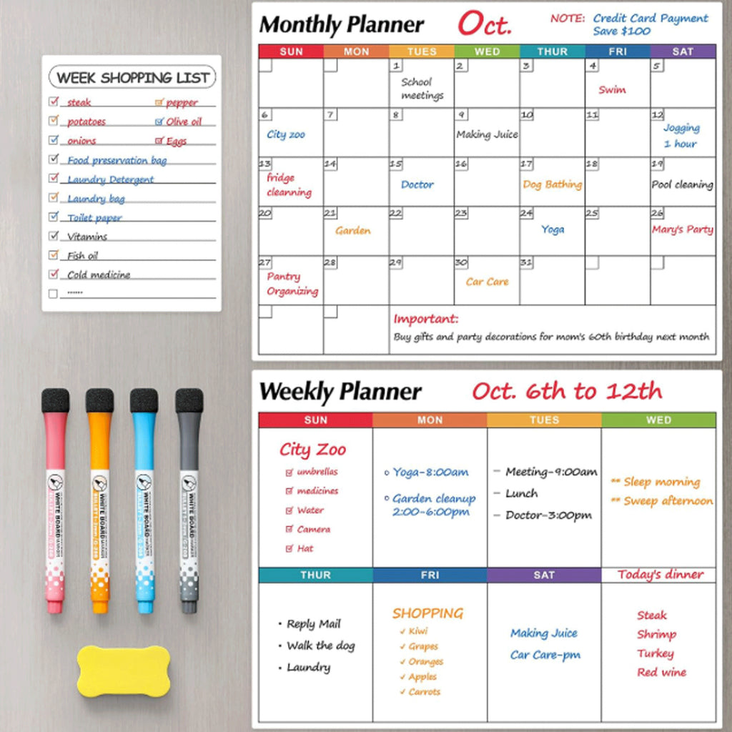 Multicolor Monthly Calendar for Fridge Magnets