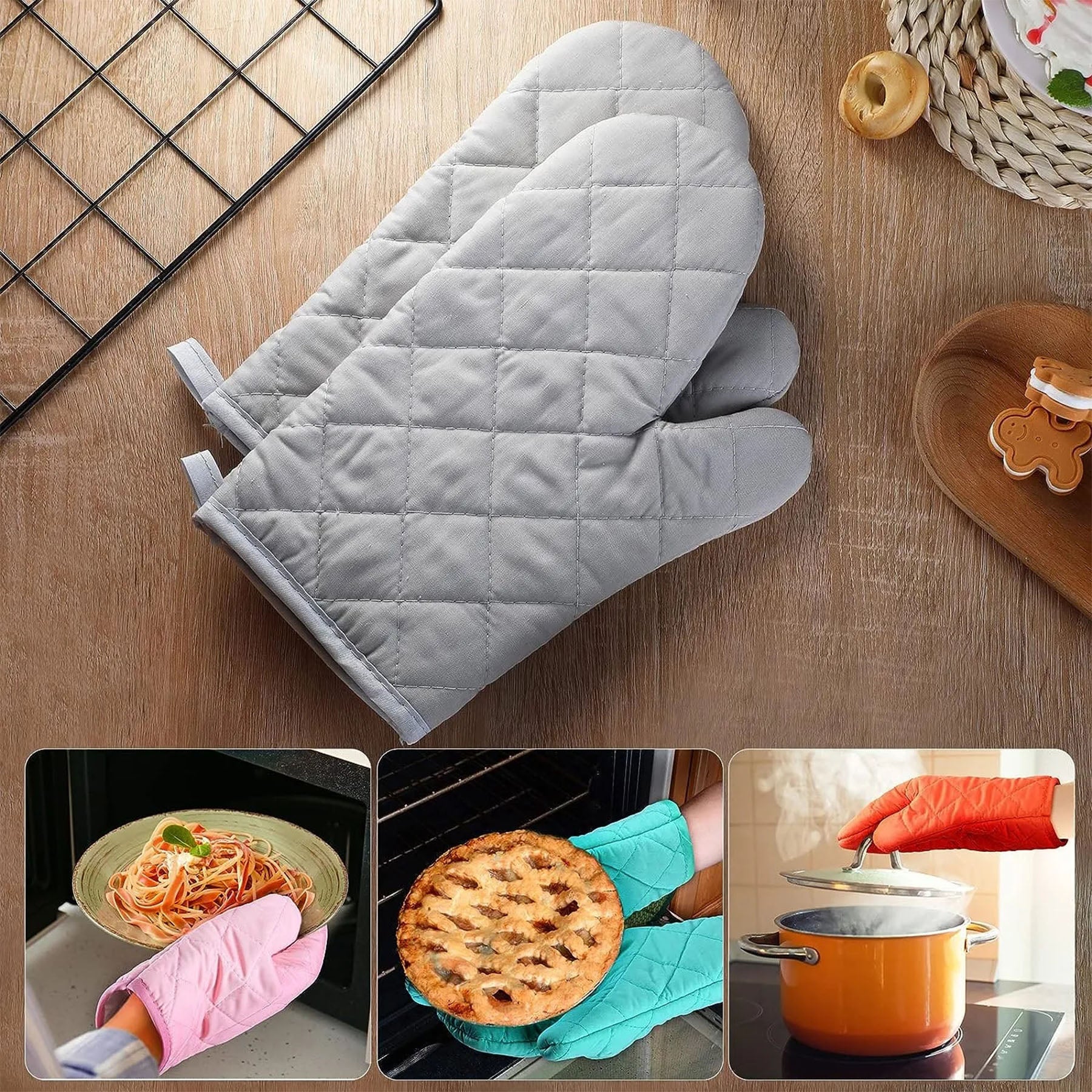 Oven Mitts Quilted Terry Cloth