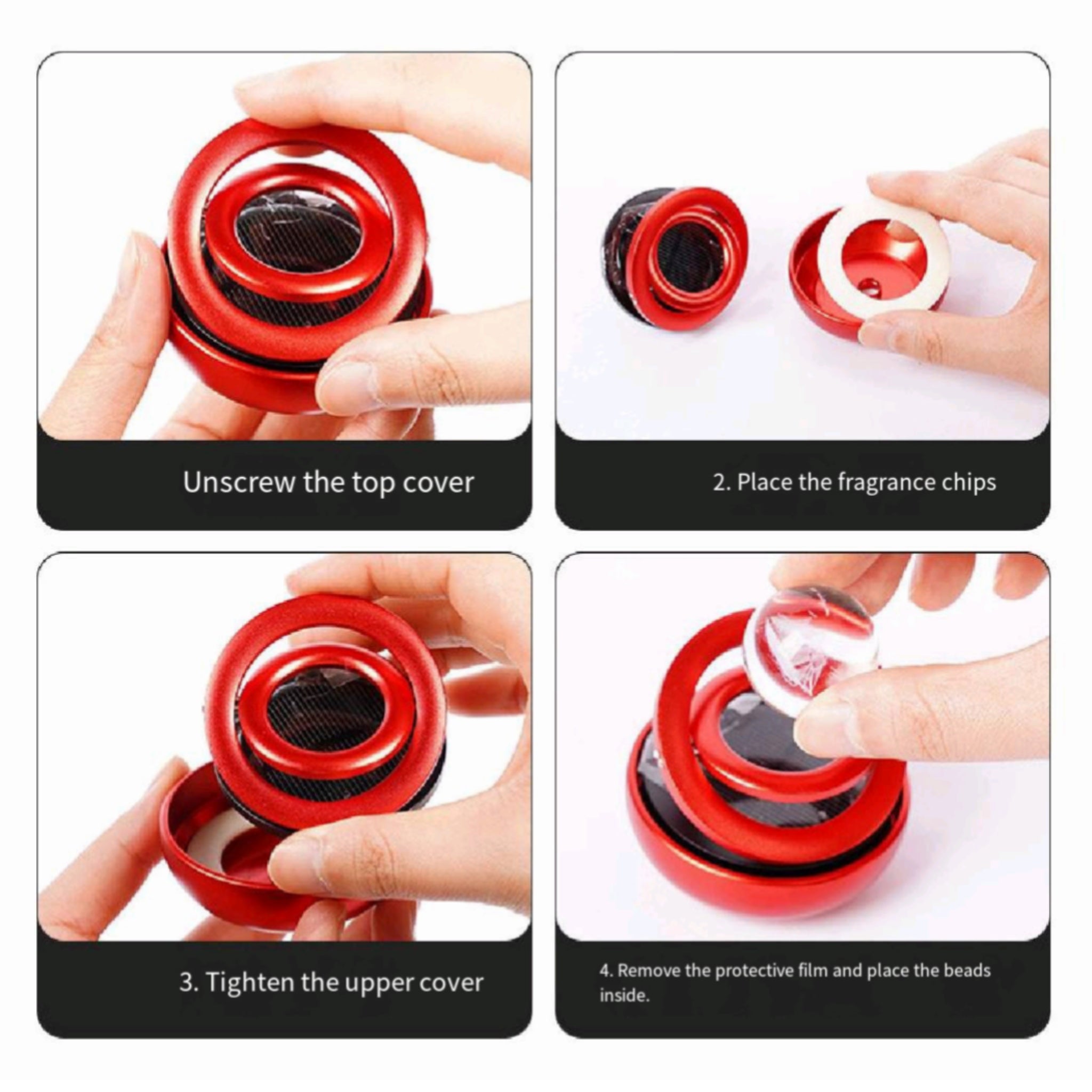 Solar Levitating Car Air Freshener Metal Rotating Vent Clip