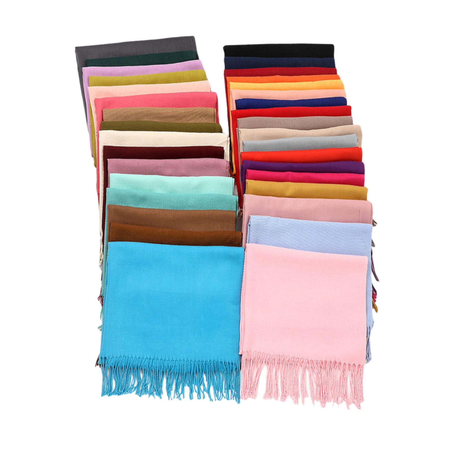 Women'S Winter Solid Color Embroidery Warm Scarf