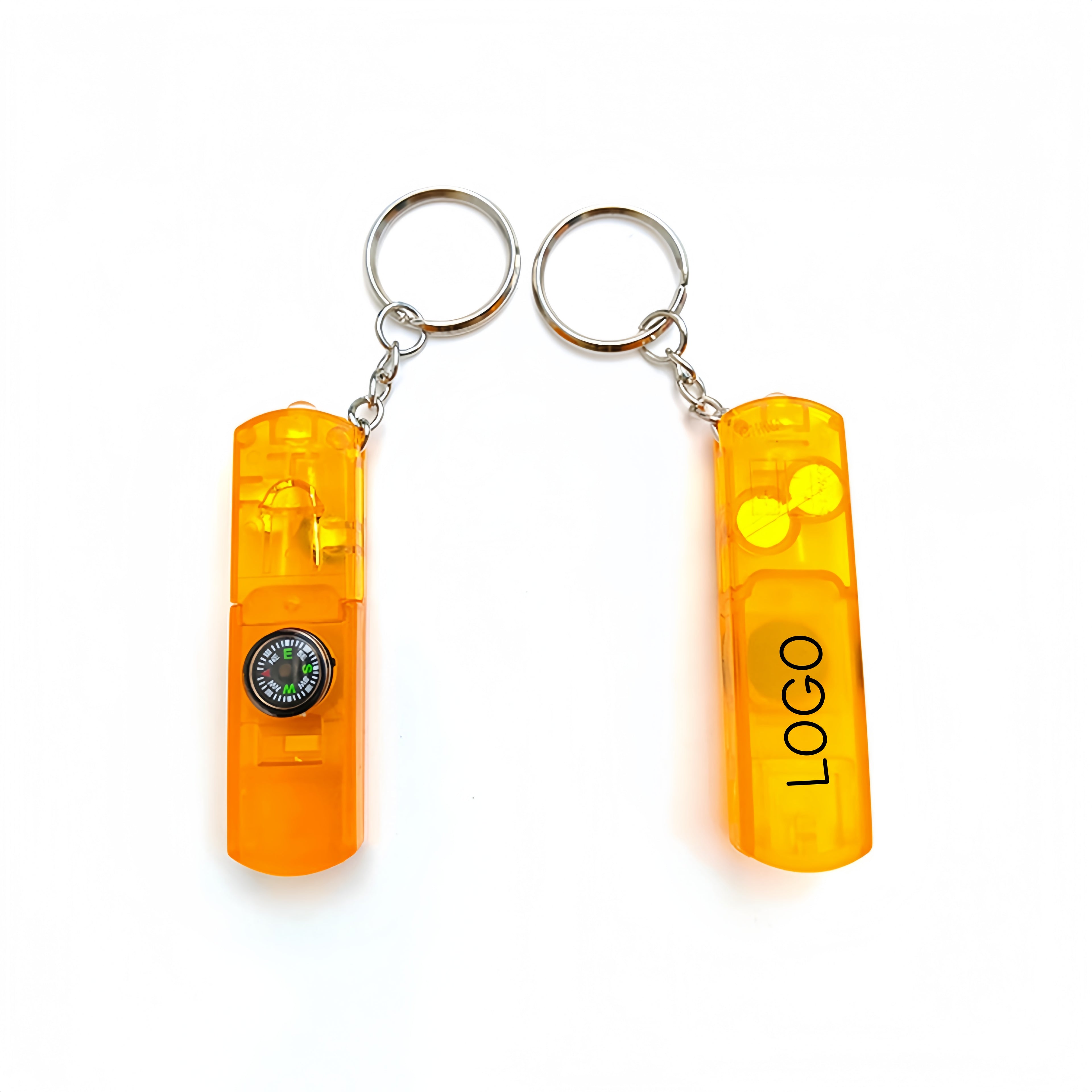 Compact Emergency Keychain with Whistle, Light & Compass