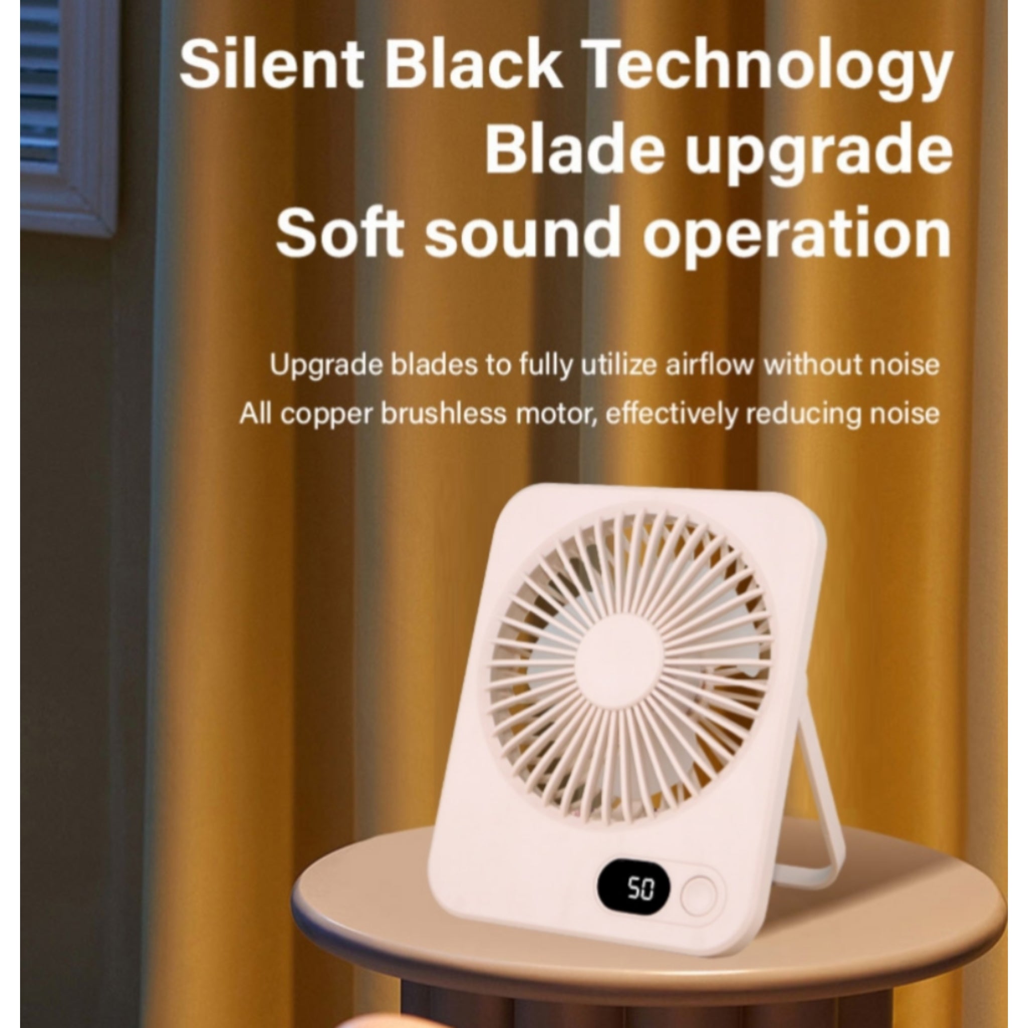 Slim Desk Fan Rechargeable Quiet Folding Handheld Portable