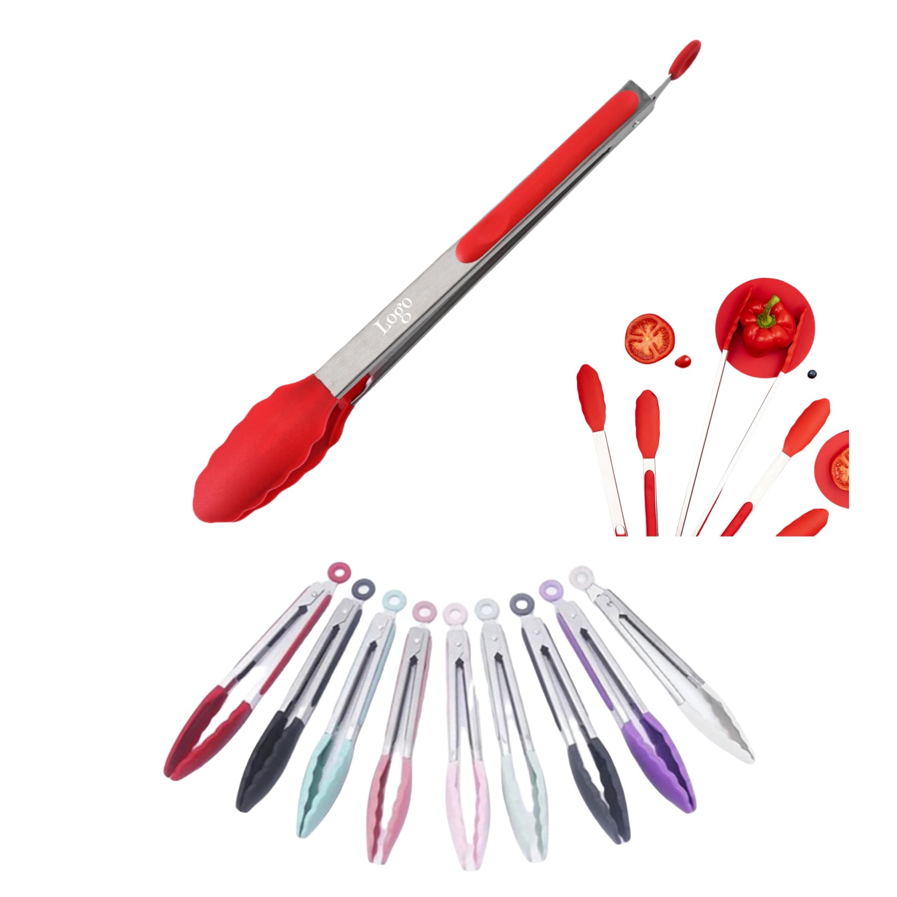 Kitchen Silicone Stainless Steel Tongs