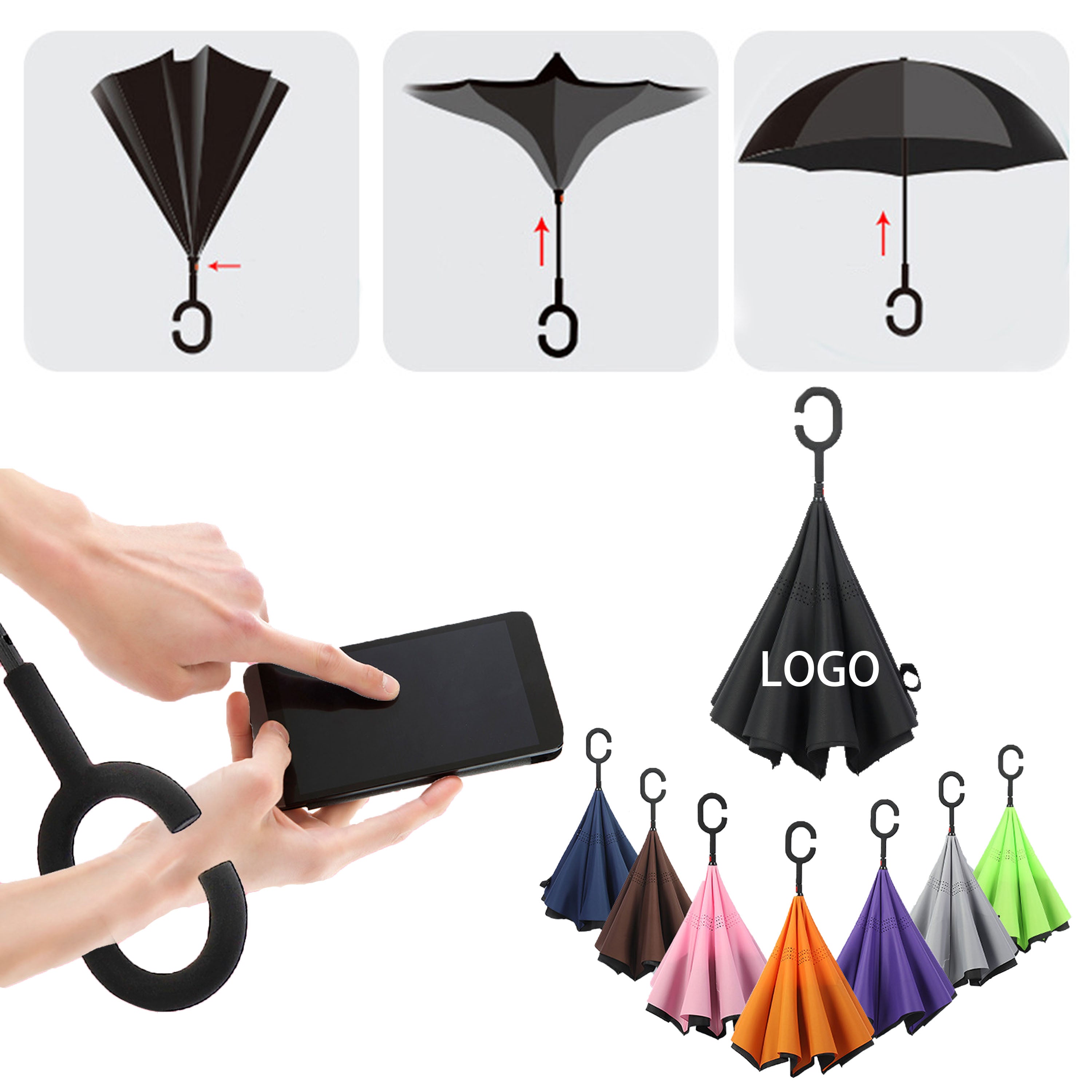 Portable Reverse Opening Folding Umbrella