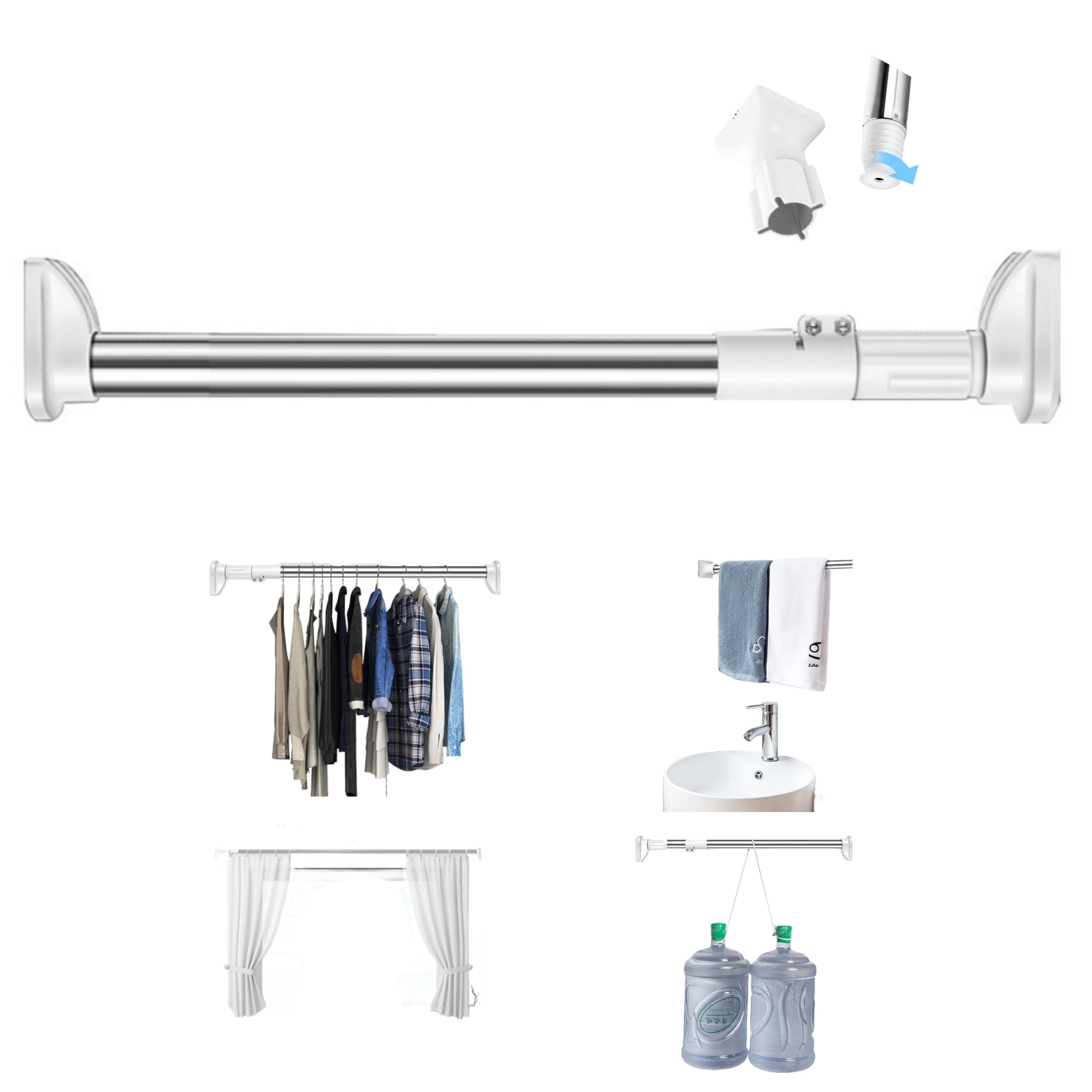 Retractable And Punch-free Clothes Drying Rack