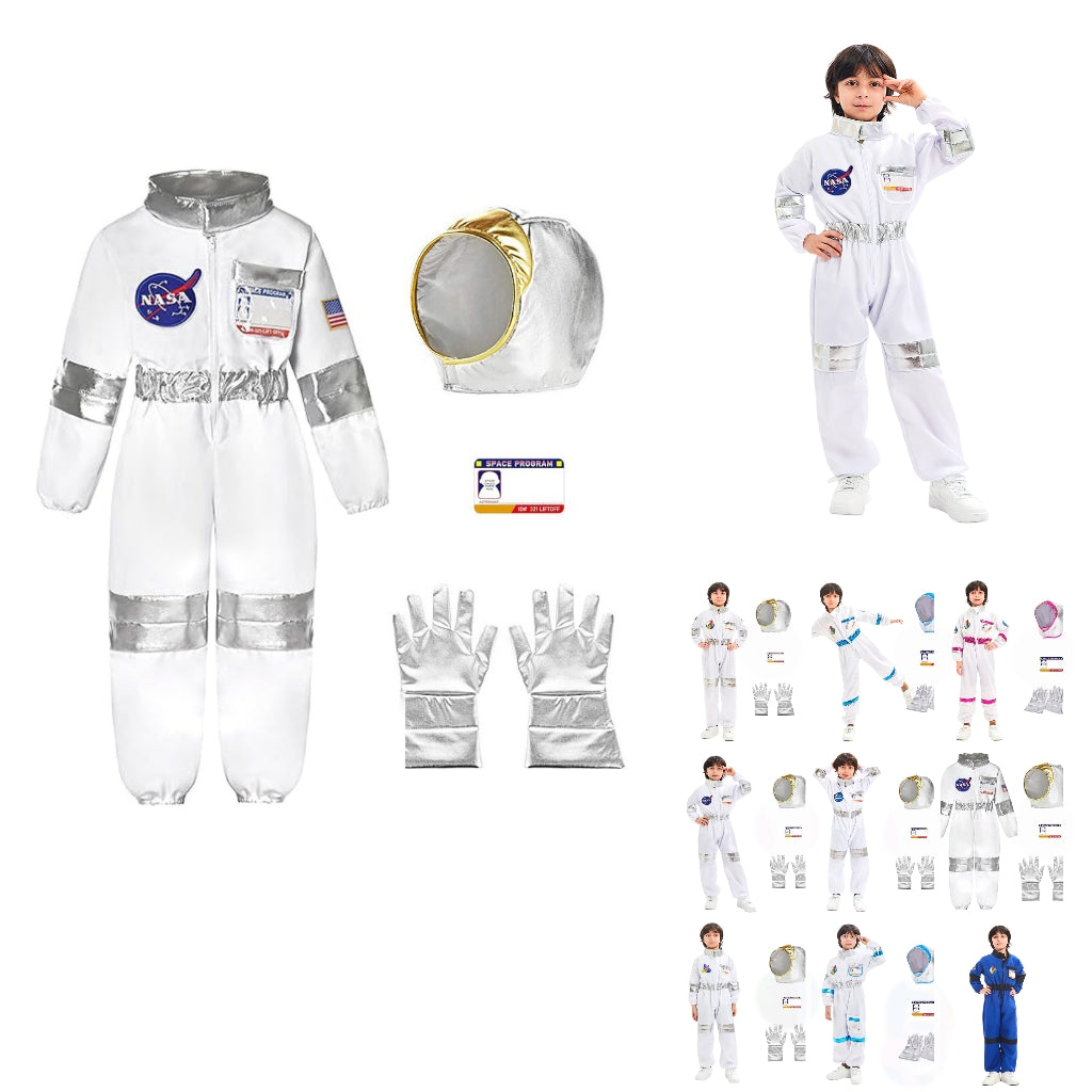 Kids Astronaut Costume Halloween NASA Suit Gloves Attached