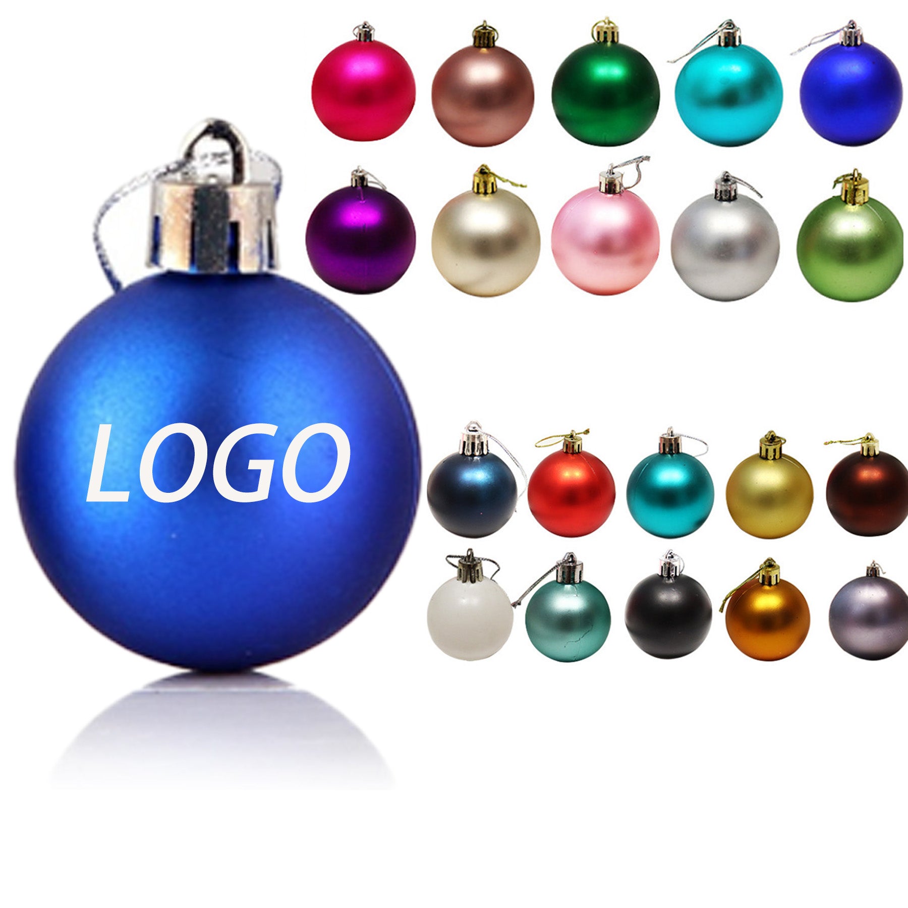 Plastic Colorful Hanging Matte Plating Christmas Balls