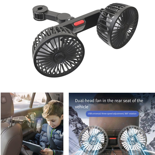 Adjustable Dual Fan Car Backseat 5V Clip Quiet