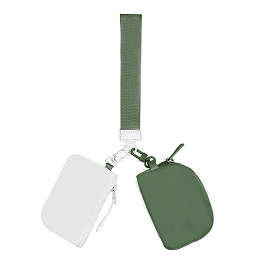 Mini Dual Pouch Wristlet Keychain Wallet