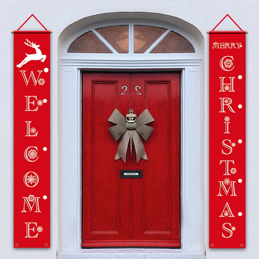 Christmas Door Decorations Xmas Porch Banner Hanging Banners Couplet