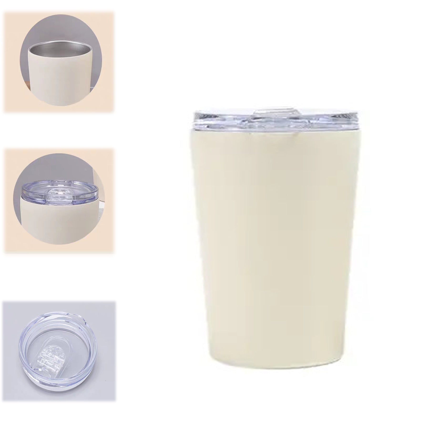 Stainless Steel Milk Cup Simple And Portable Coffee Cup With Lid Vacuum Double-Layer Insulated Cup