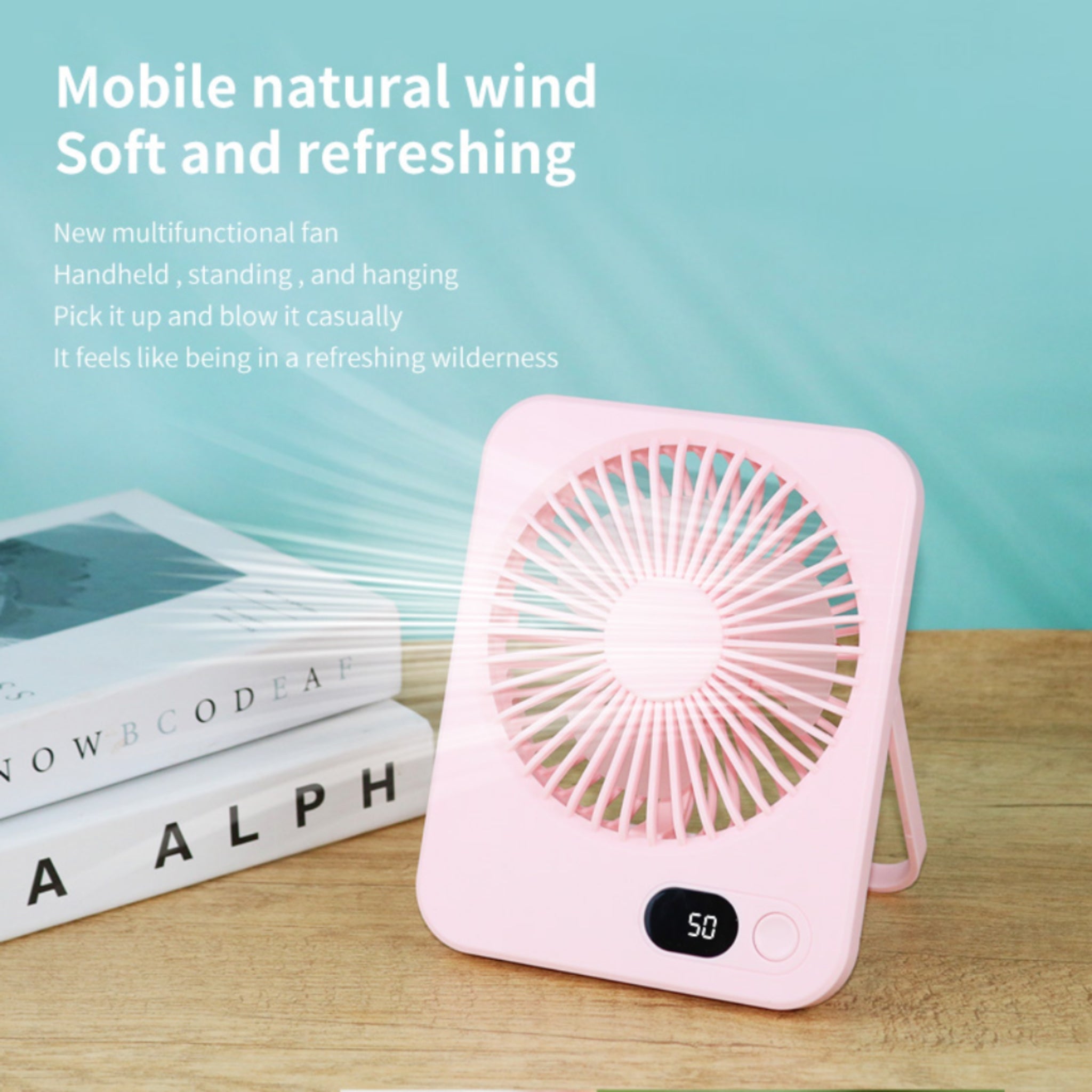 Slim Desk Fan Rechargeable Quiet Folding Handheld Portable