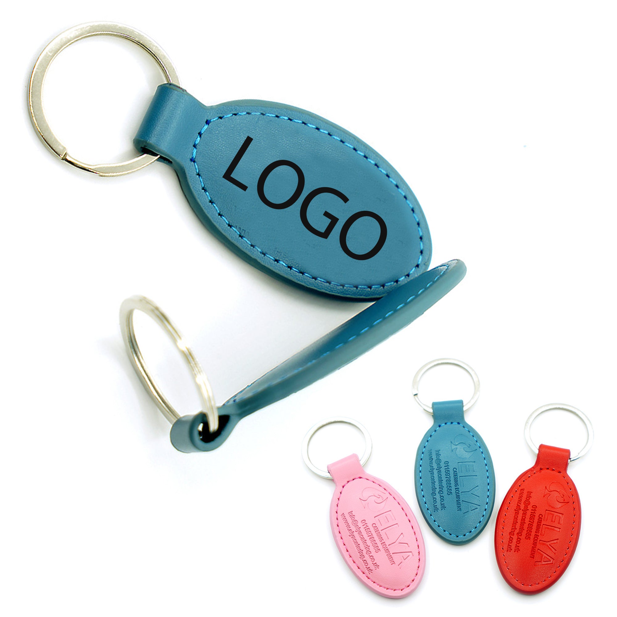 Oval Double Leather Keychain