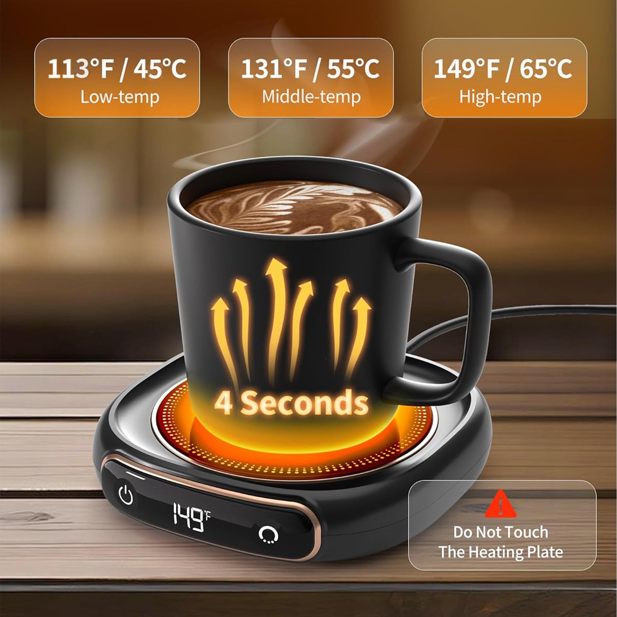 Coffee Mug Warmer For Desk With Auto Shut Off 3 Temp Setting