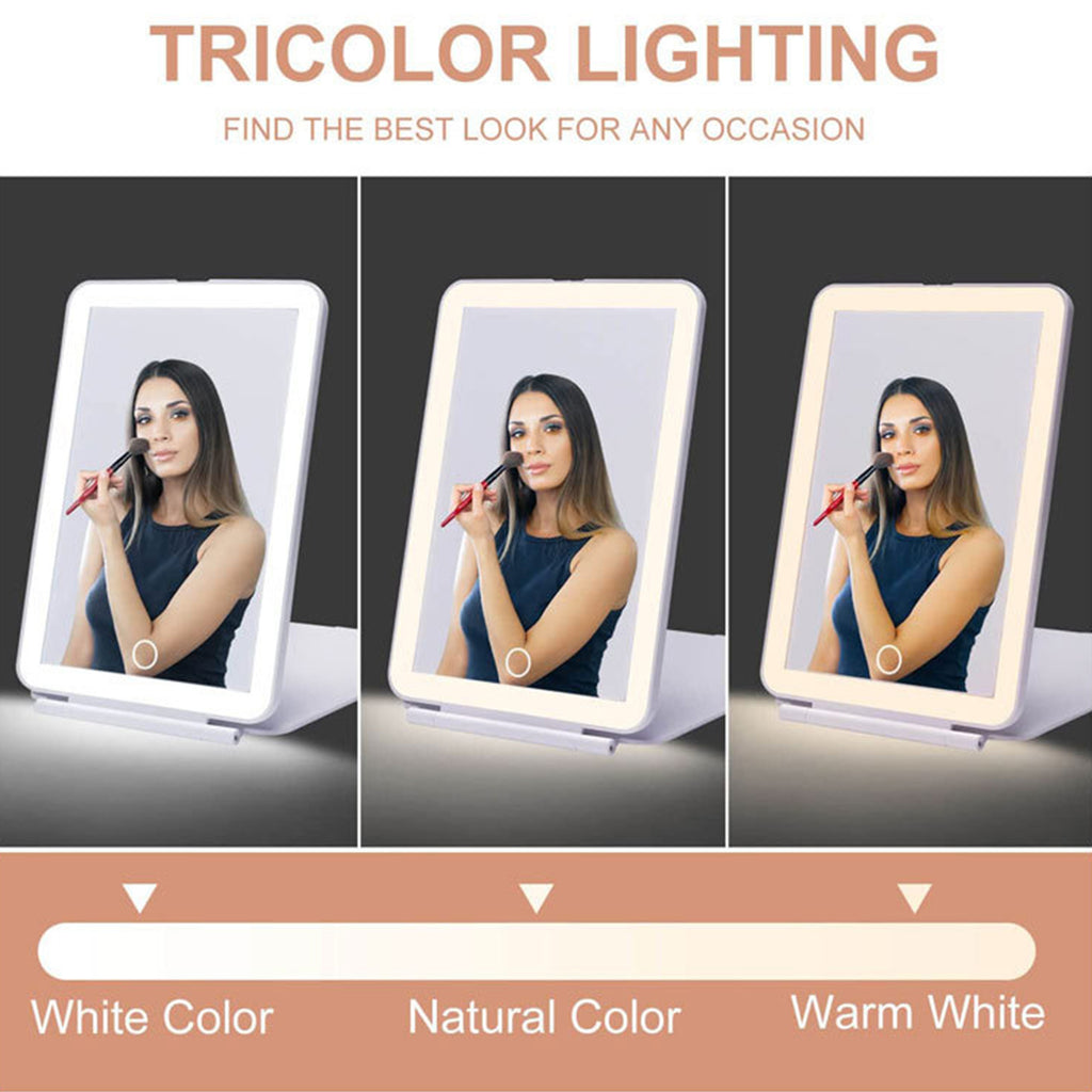Rechargeable Travel Makeup Mirror With 10X Magnification