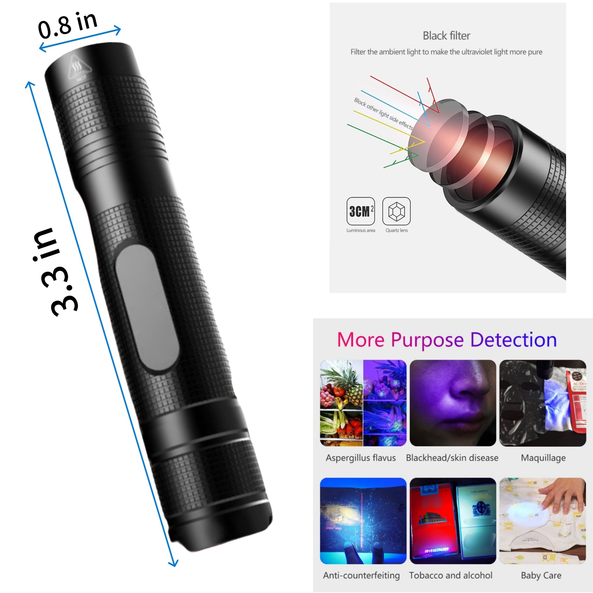 UV365 Ultraviolet Light Flashlight