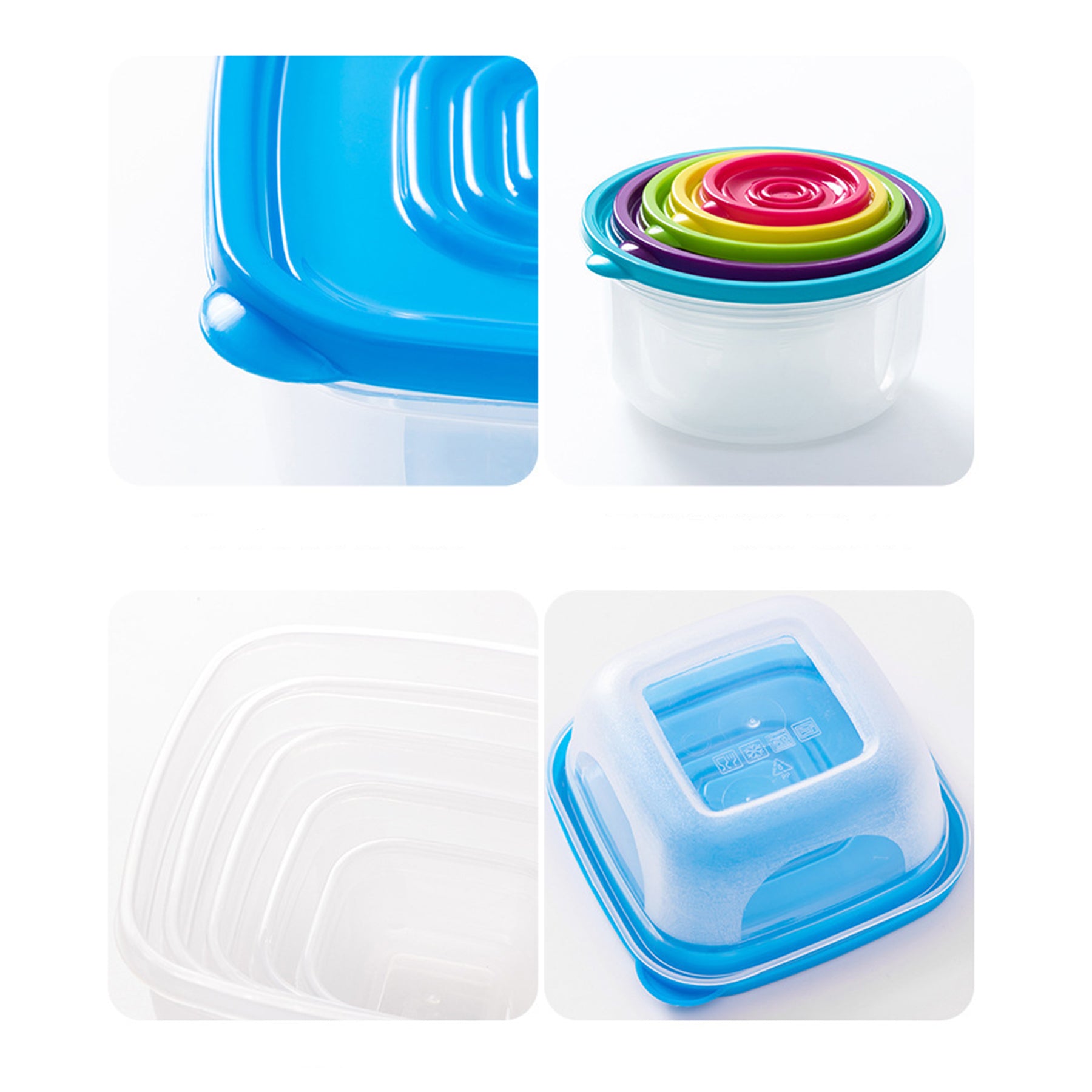 5-Piece Rainbow Lunch Boxes Food Storage Containers With Lids