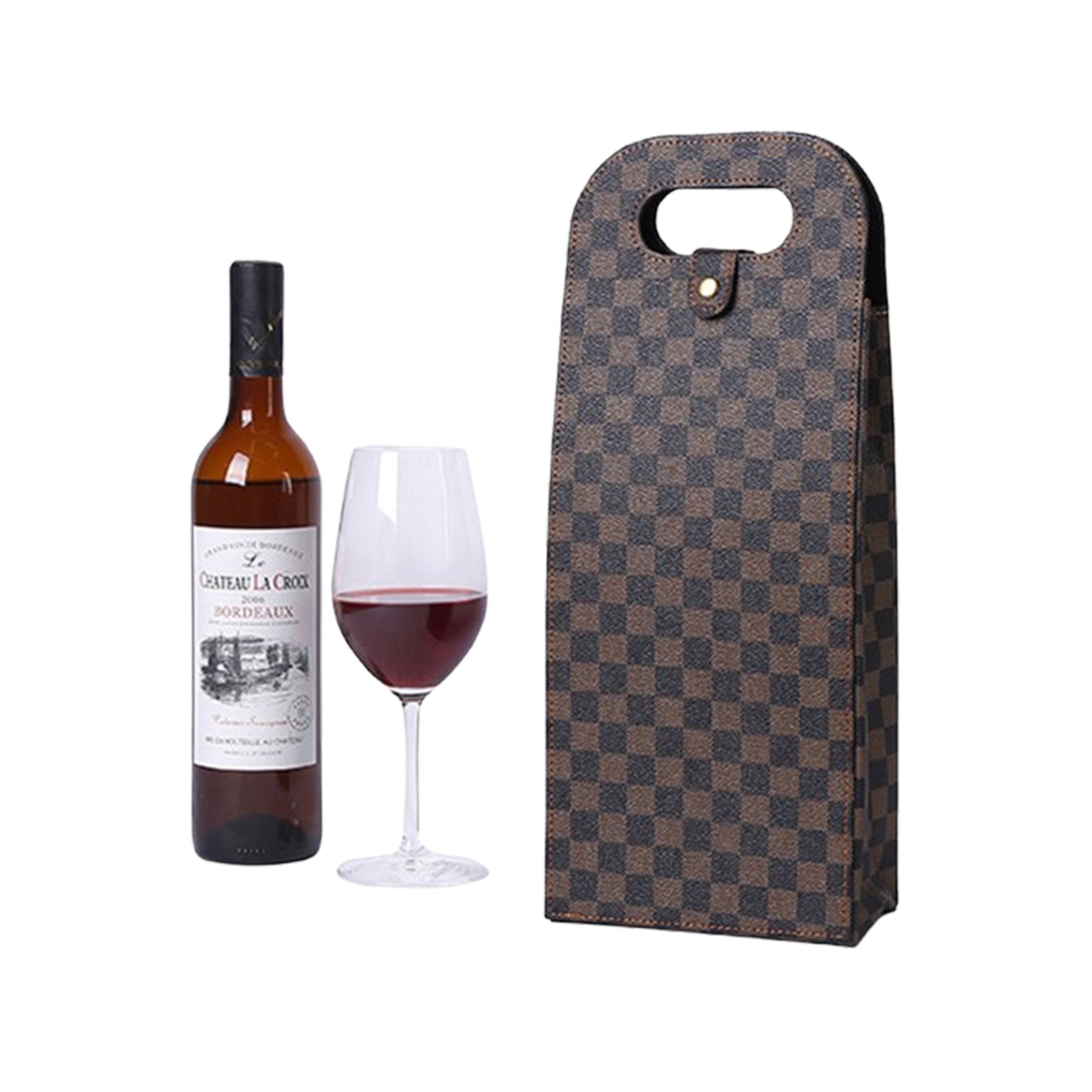 Reusable Double Bottle Leather Wine Tote Bag