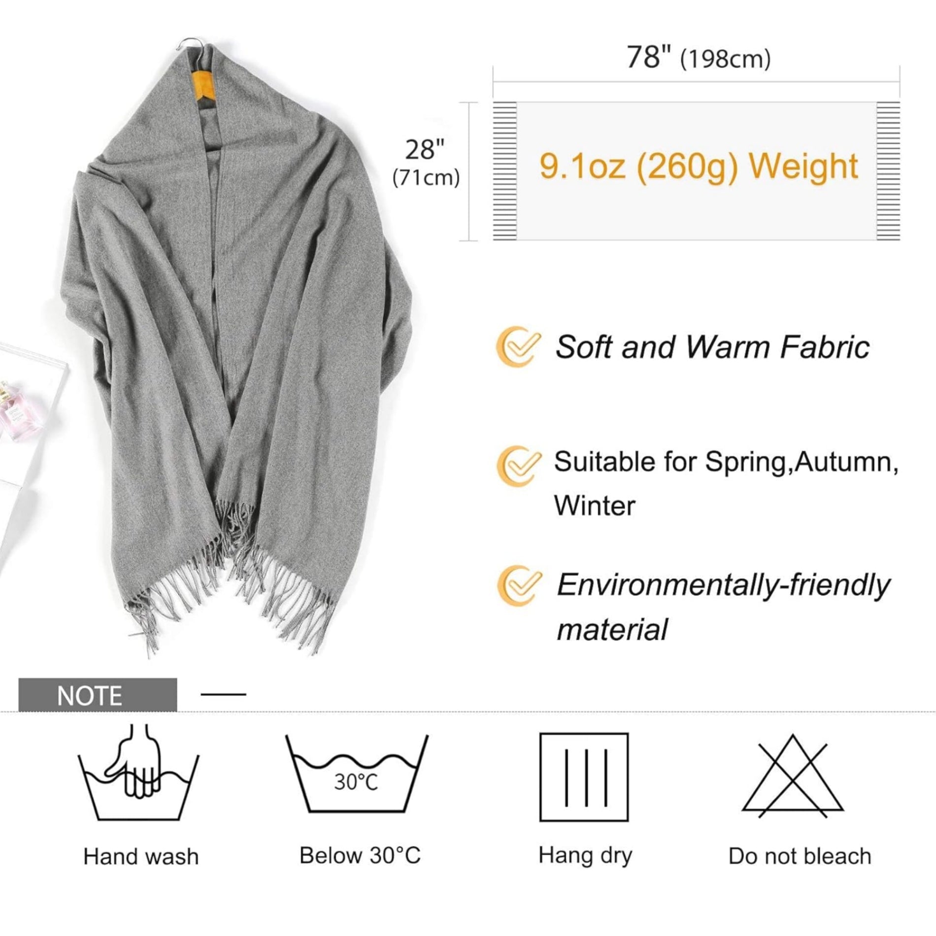 Women'S Winter Solid Color Embroidery Warm Scarf