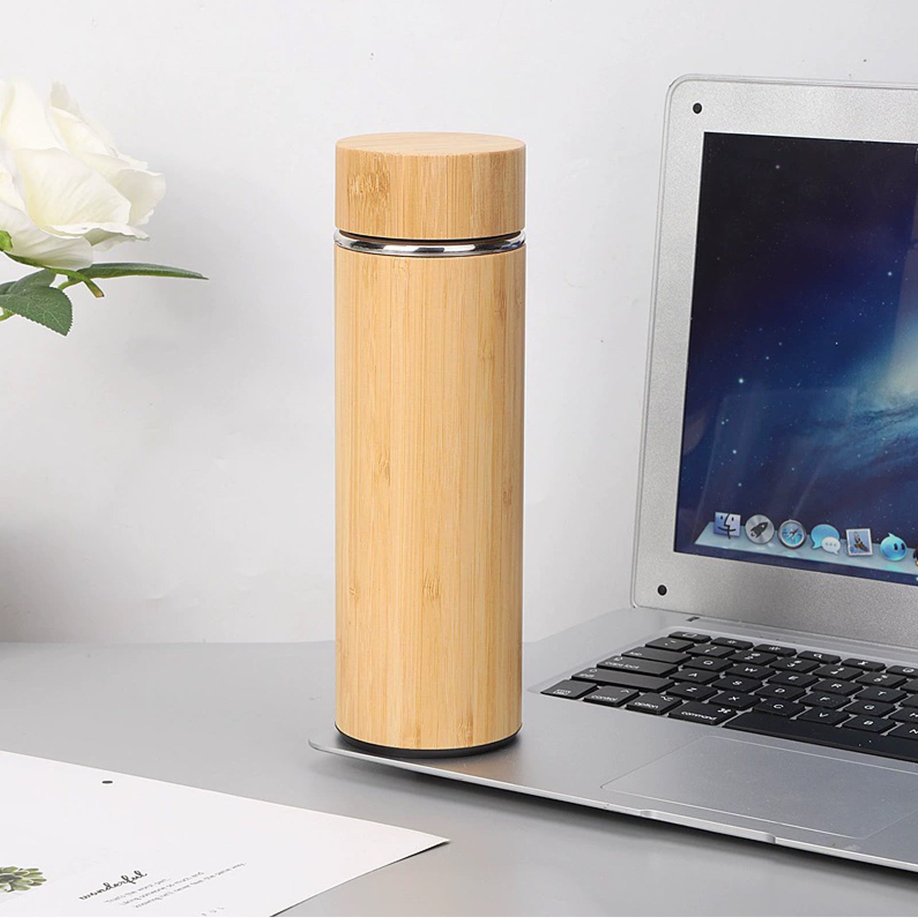 15 Oz Bamboo Stainless Steel Insulated Cup