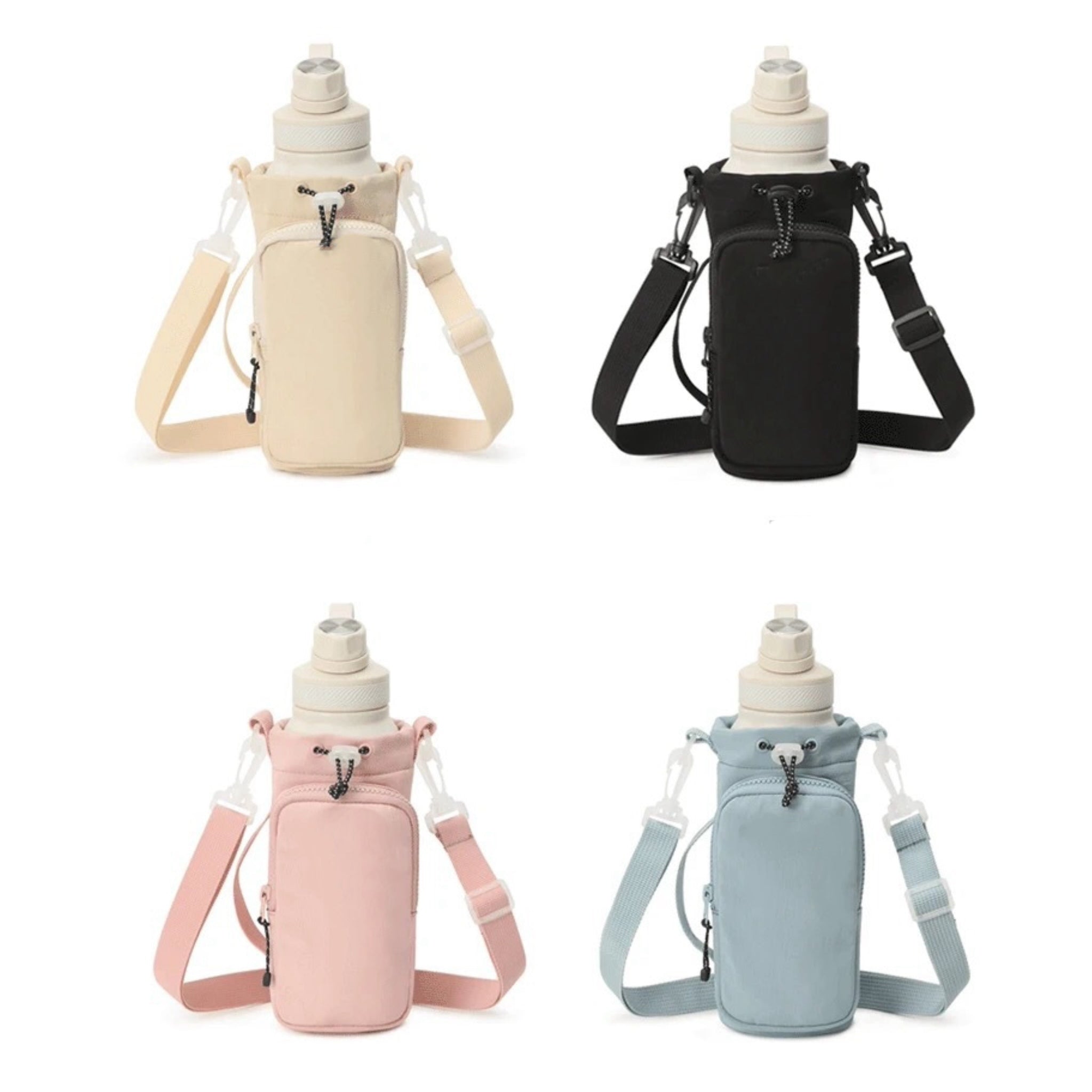 Drawstring Portable Water Bottle Crossbody Tote Bag