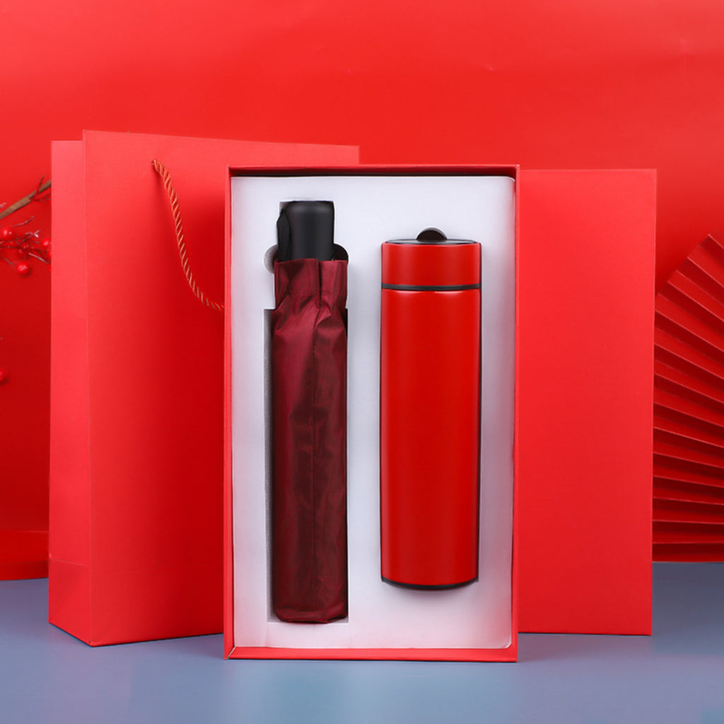 Vacuum Bottle & Folding Umbrella Set - Business Gift
