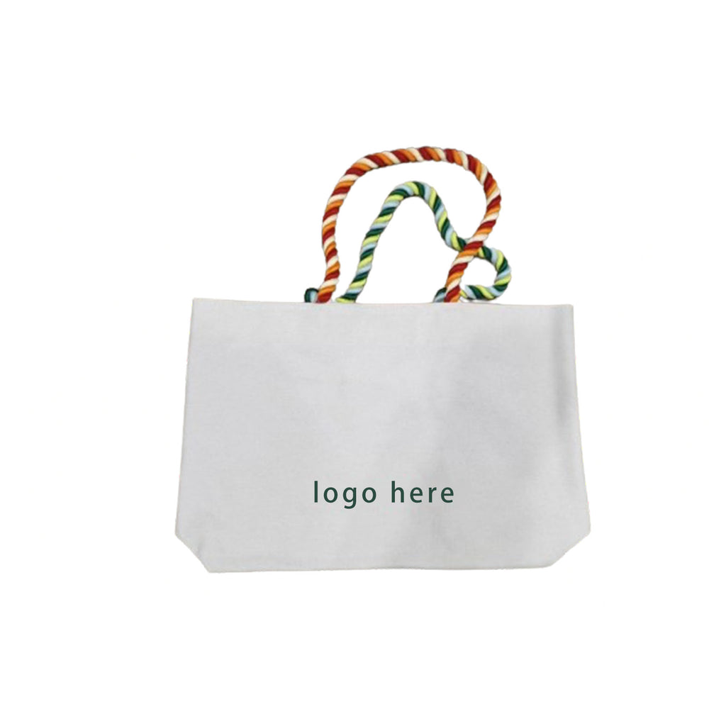 Colorful Hemp Rope Perforated Canvas Tote Bag