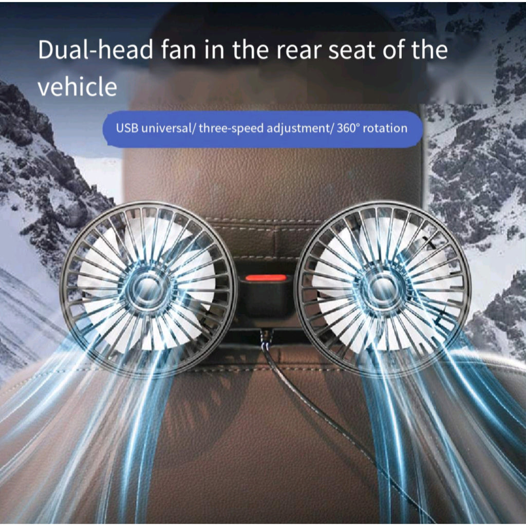Adjustable Dual Fan Car Backseat 5V Clip Quiet