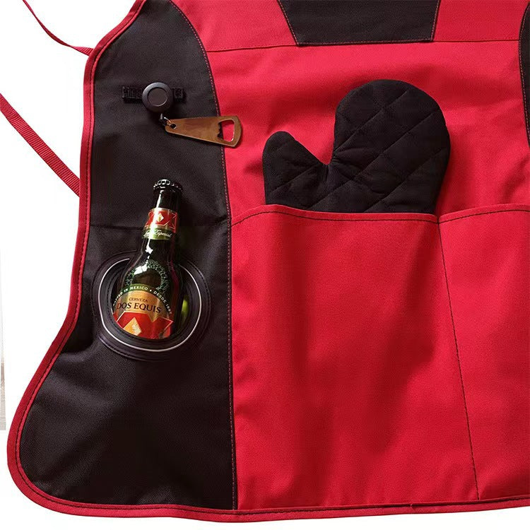Customized Oxford Heavy Duty Coffee Shop Multipocket Kitchen Bbq Chef Apron Custom logo