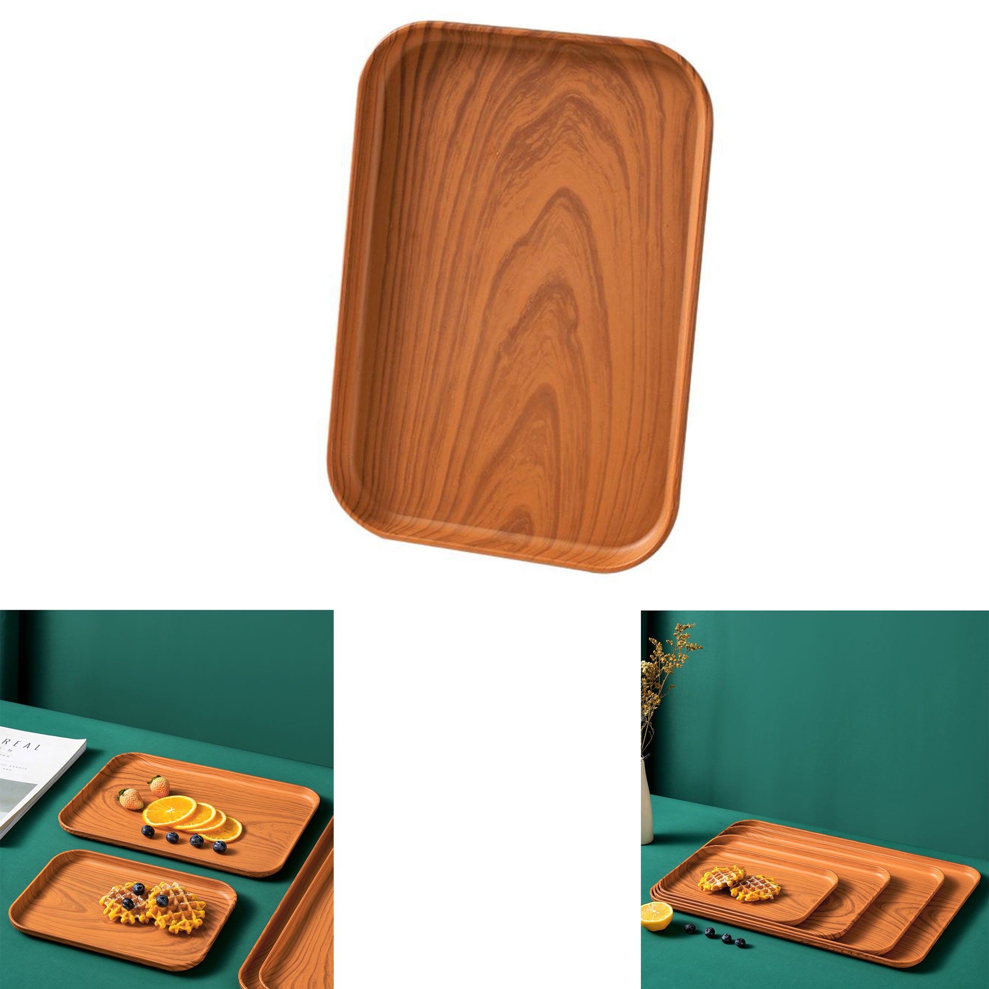 Wood Grain Plastic Tray