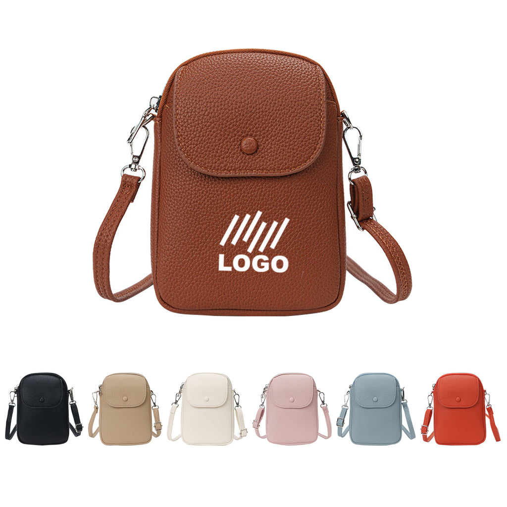 Litchi Textured Flap Crossbody Bag