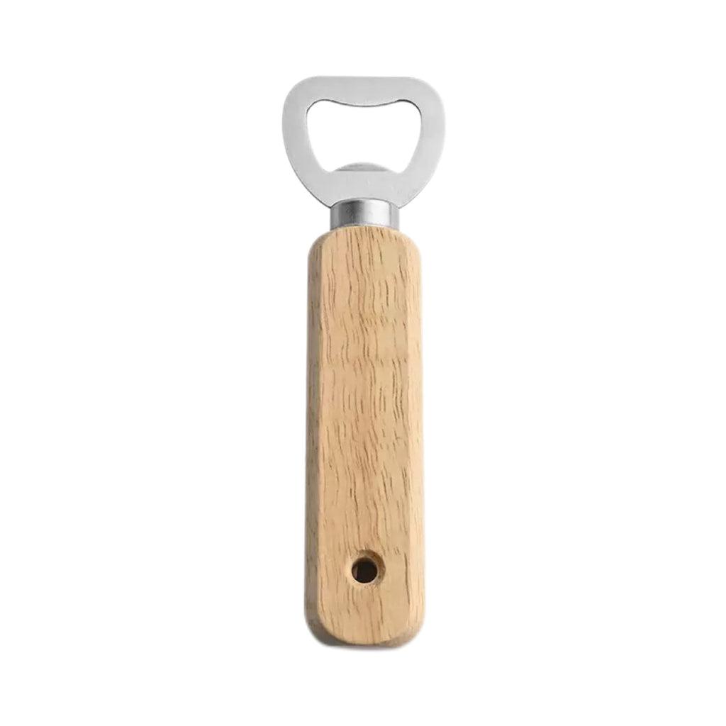 Rubber Wood Handle Beer Bottle Opener With Hole