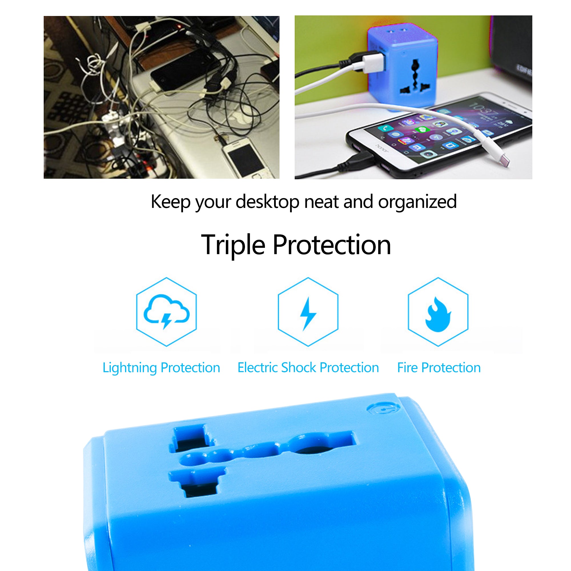 Universal Travel Power Adapter With Dual Usb Charging Ports