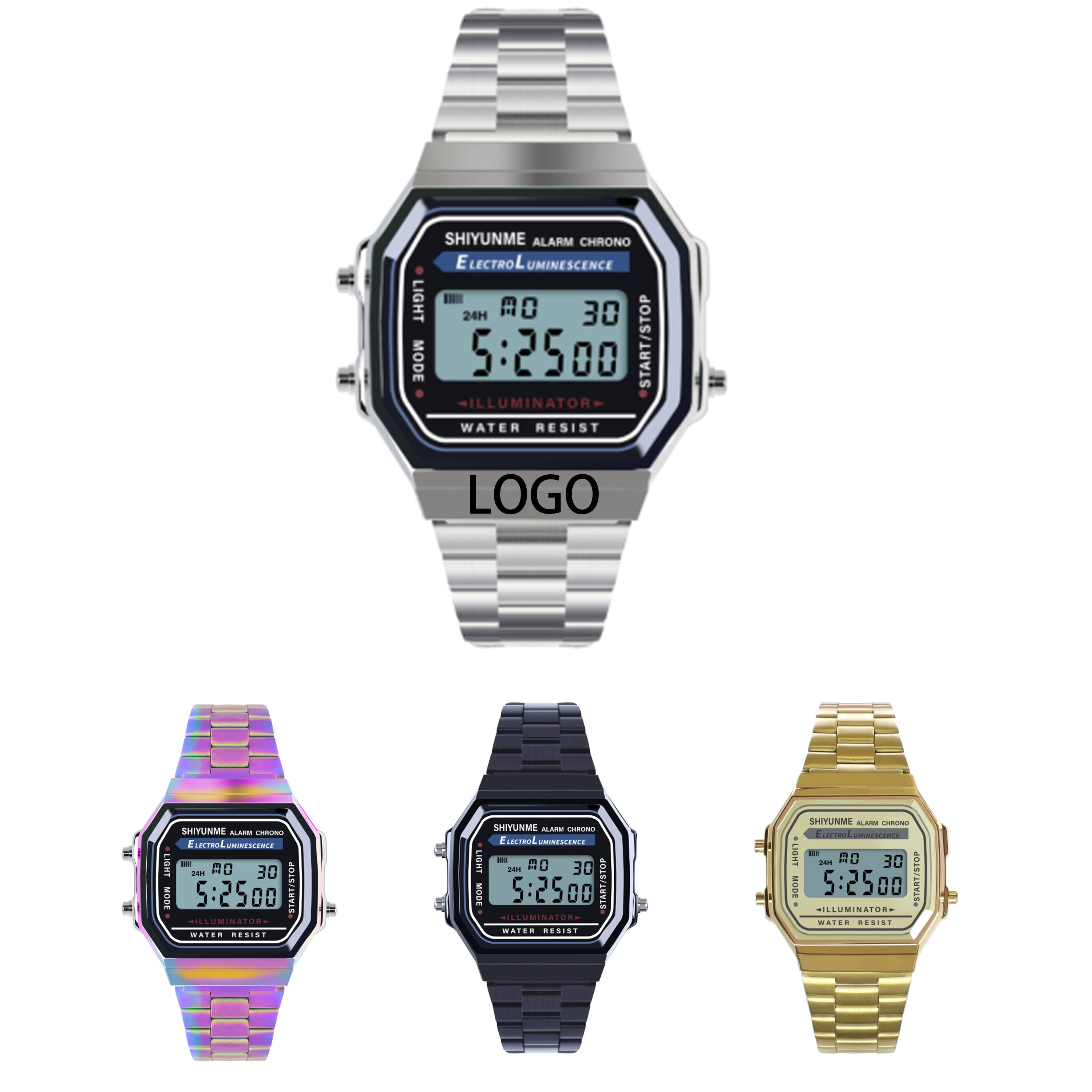 Classic Customizable Four Square Electronic Watch
